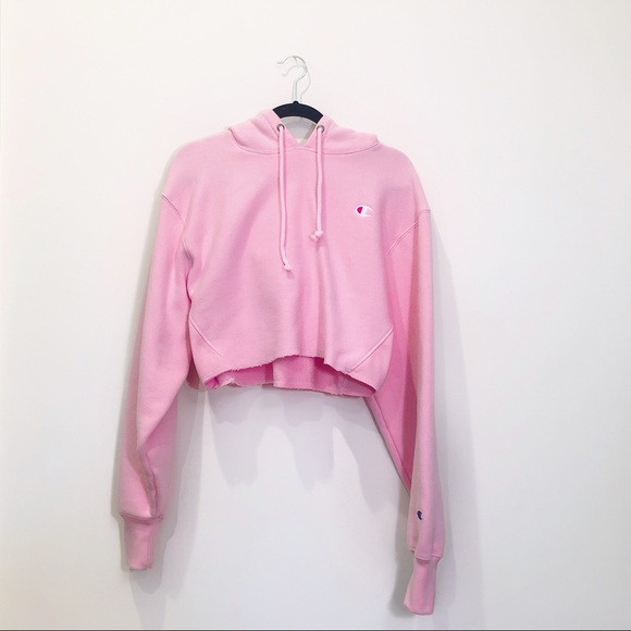 Champion Tops - Light Pink Champion Cropped Hoodie